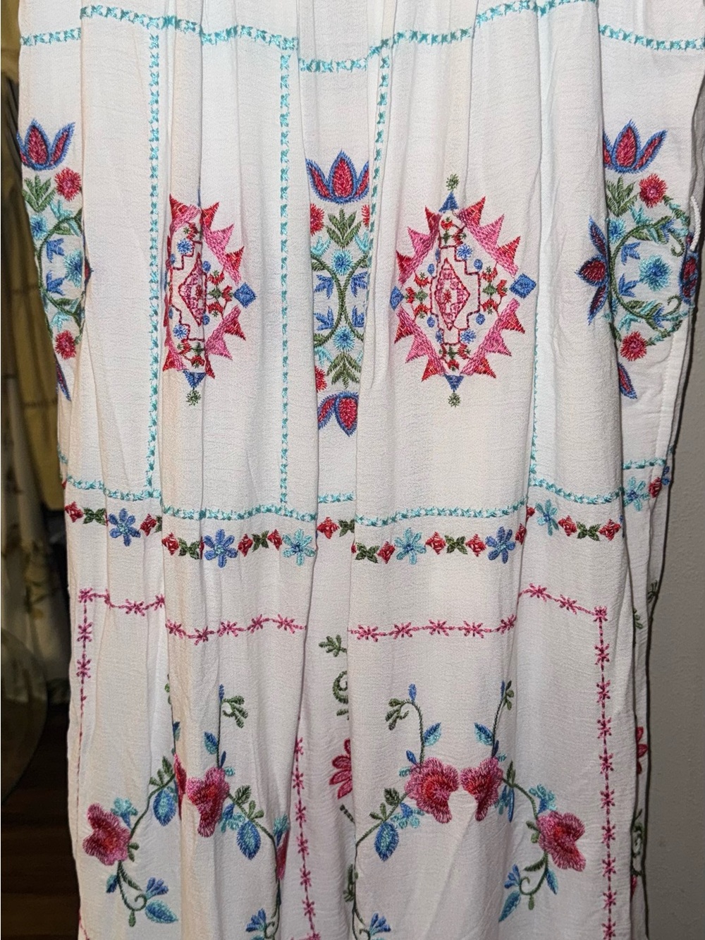 Hale Bob White Maxi Dress with Pink & Blue Embroidery - Picture 8 of 13